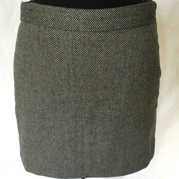 Gap Wool Blend Skirt Collegiate Mini Lined Herringbone Gray Size 4 - Picture 1 of 11